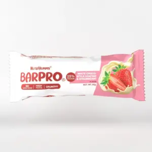 NUTRIYUMMY BARPRO CRUNCHY WHITE CHOCOLATE STYLE COATING & STRAWBERRY 60G