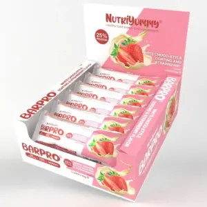 NUTRIYUMMY BARPRO CRUNCHY WHITE CHOCOLATE STYLE COATING & STRAWBERRY 60G